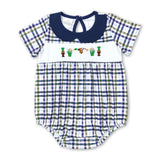 Plaid duck call baby kids summer romper