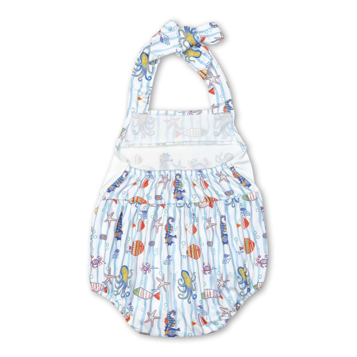 Starfish octopus fish halter baby girls romper