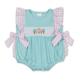 Pink plaid ruffle popsicle baby girls summer romper