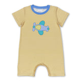 Short sleeves yellow airplane baby boys romper