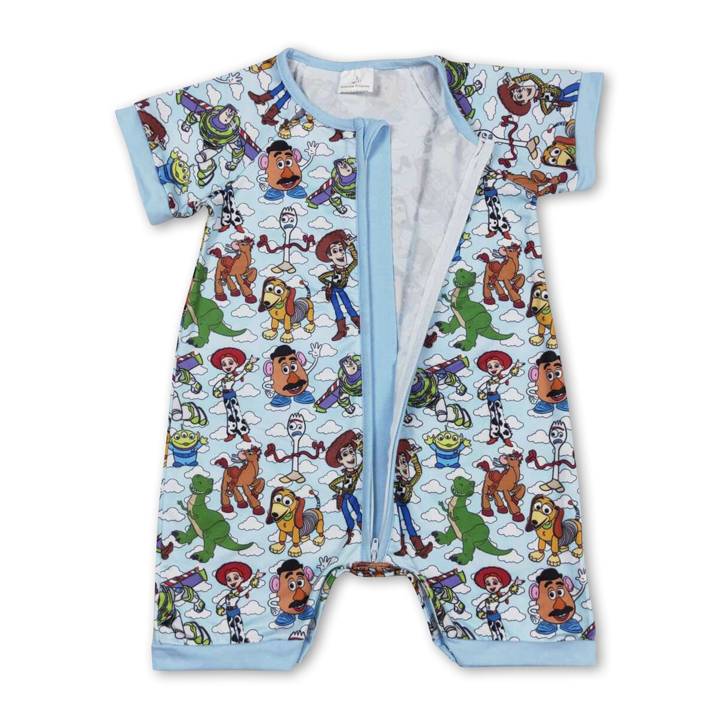 Short sleeves toy dog baby kids zipper romper