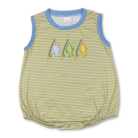 Sleeveless stripe fishing baby boy summer romper