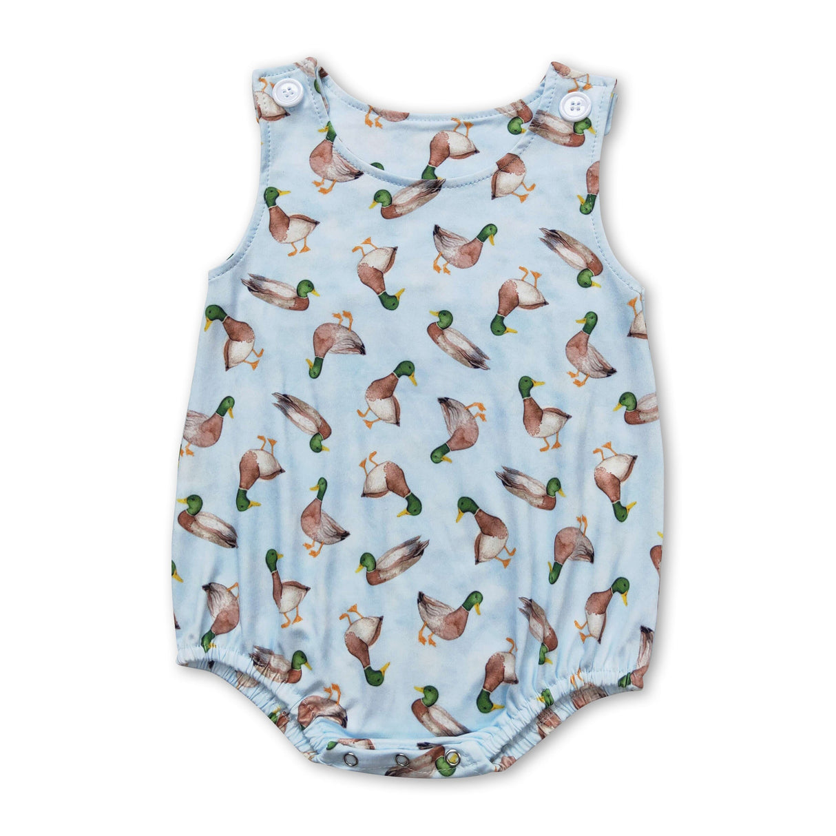 Light blue duck sleeveless baby boys romper