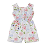 Sleeveless pink floral kids girls summer jumpsuit