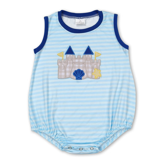 Sleeveless stripe castle baby boys summer romper