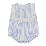 Sleeveless ruffle stripe baby girls summer romper