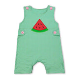 Sleeveless plaid watermelon baby boy summer romper