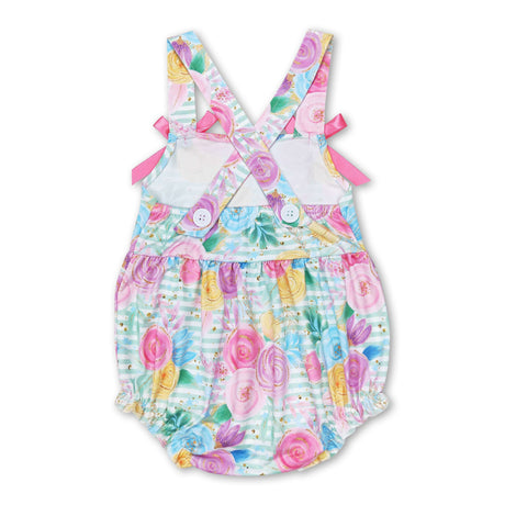 Straps stripe floral baby girls spring summer romper
