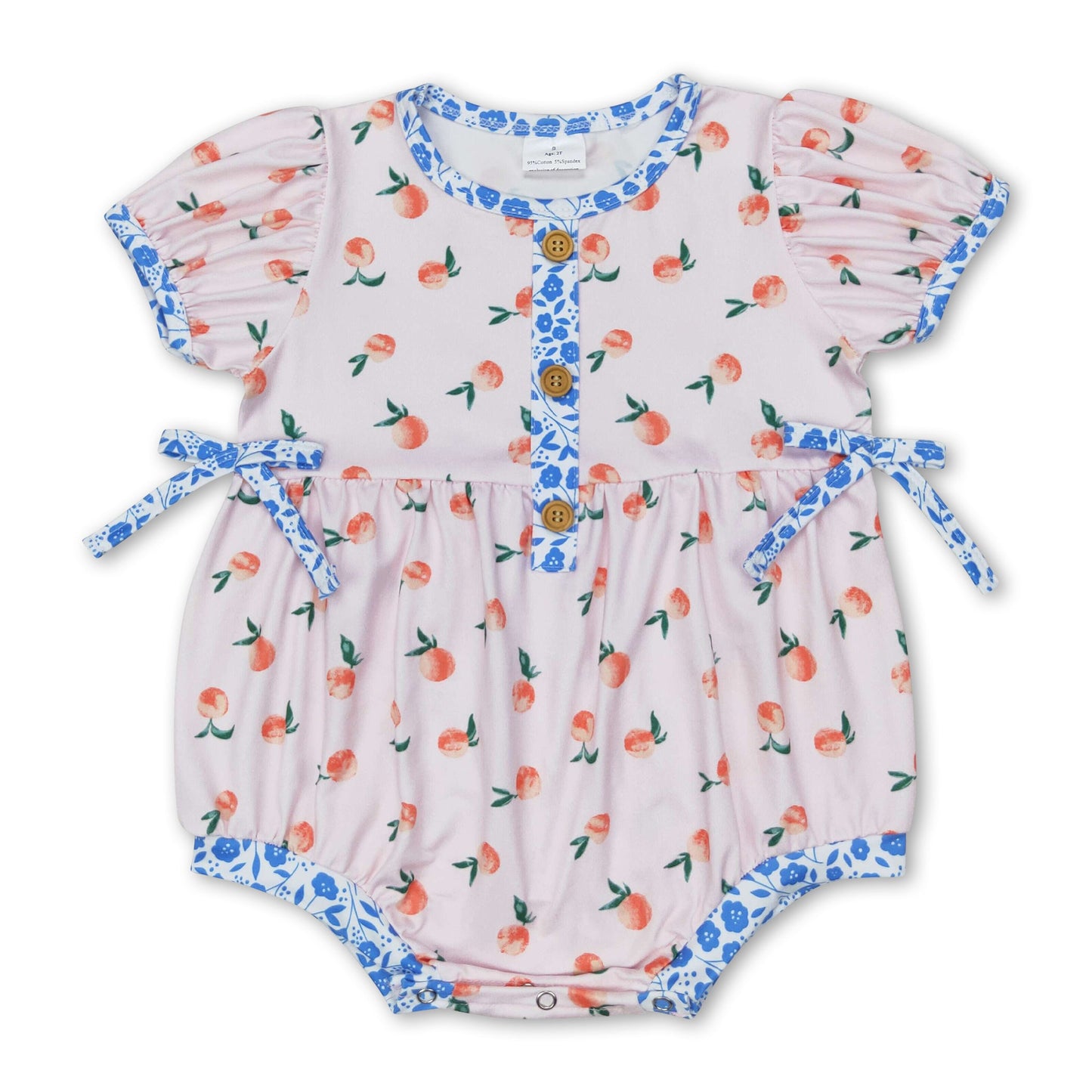 Short sleeves peach baby girls summer romper