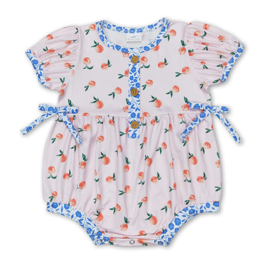 Short sleeves peach baby girls summer romper