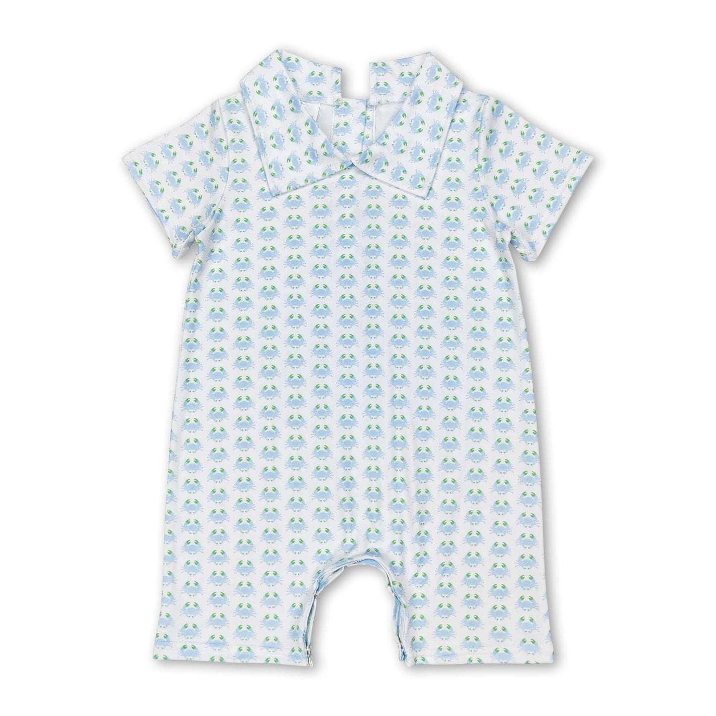 Short sleeves crab baby boys summer romper