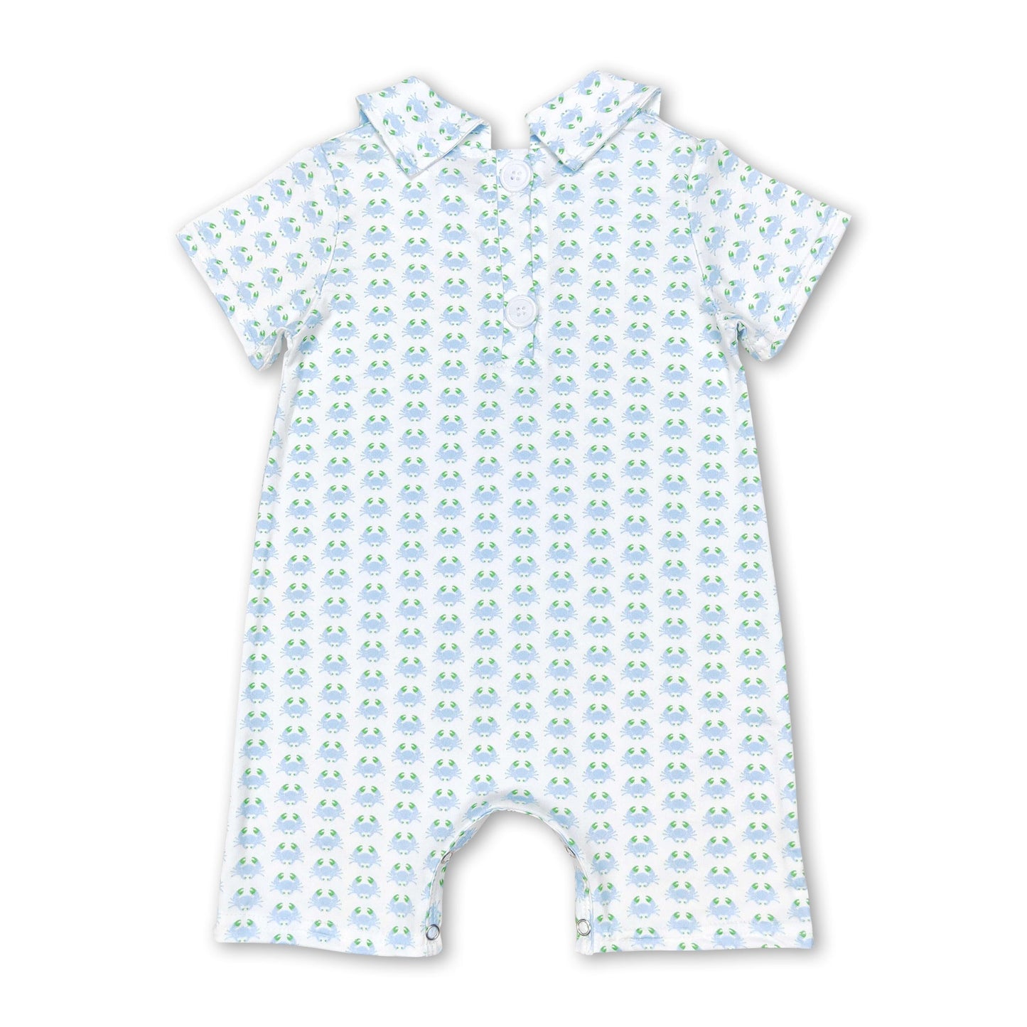 Short sleeves crab baby boys summer romper