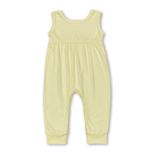 Sleeveless yellow cotton baby kids summer romper