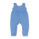 Sleeveless blue cotton baby kids summer romper