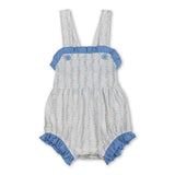 Straps light blue floral baby girls summer romper