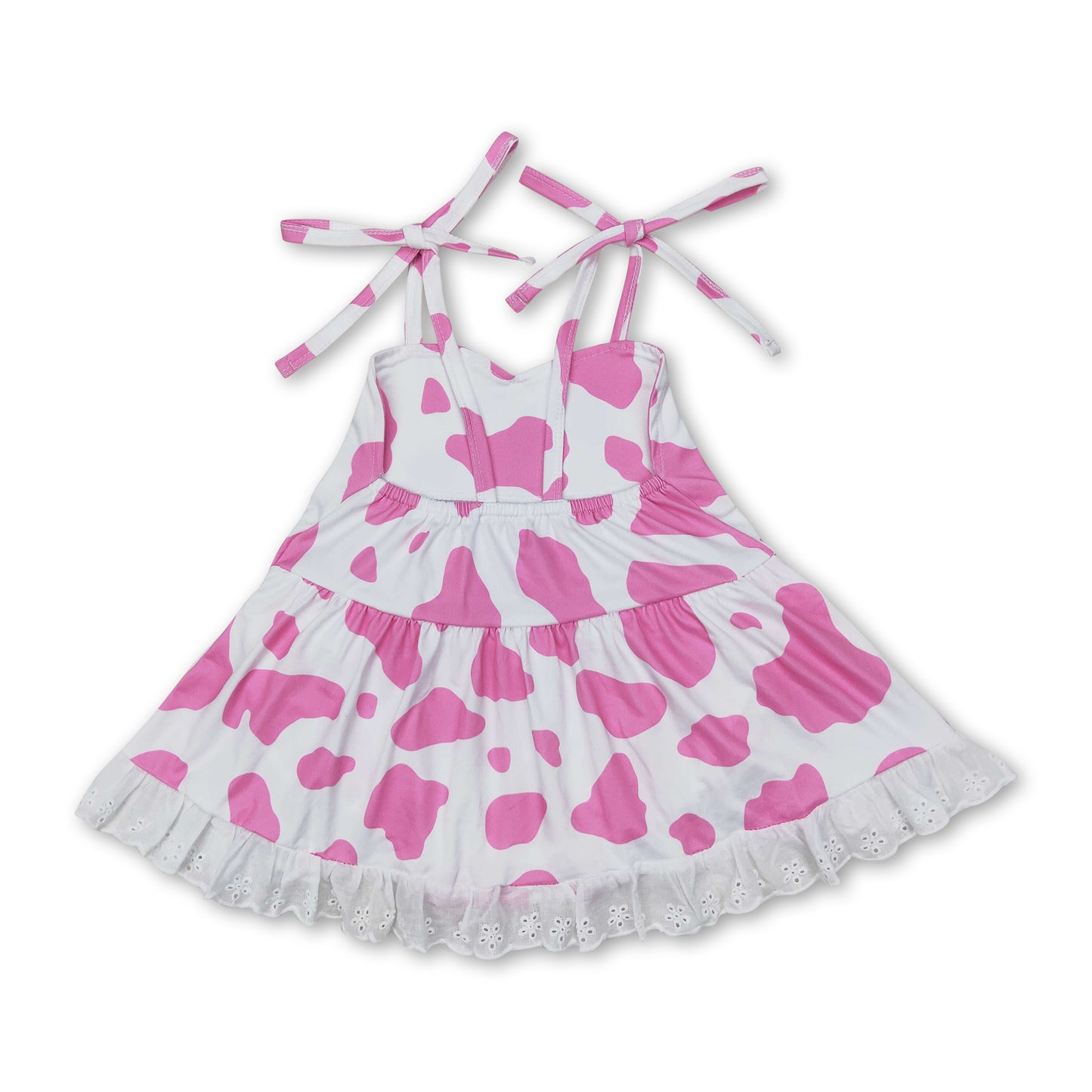 Pink cow straps baby girls summer romper