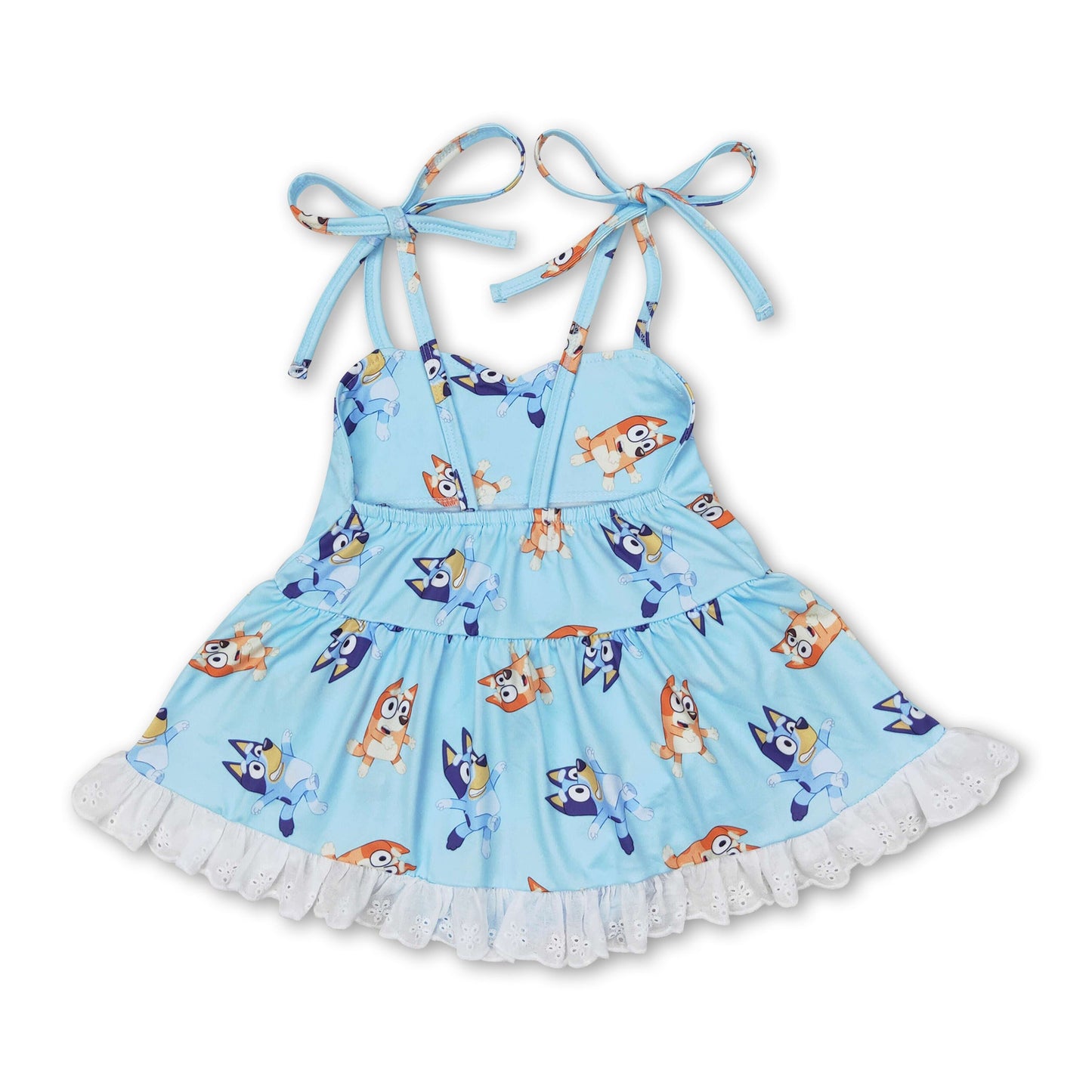 Blue dog straps baby girls summer romper