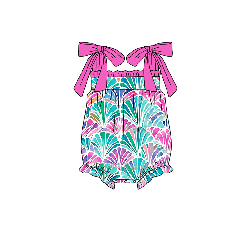 Straps watercolor shell baby girls summer romper