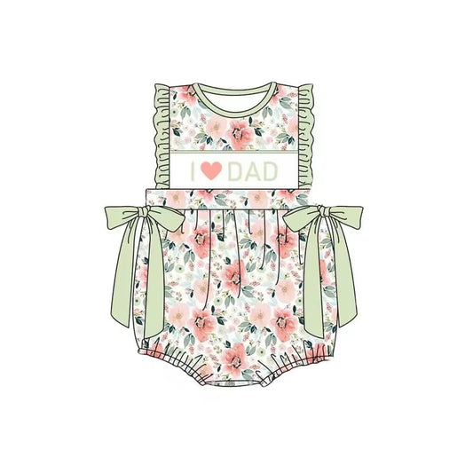 I love DAD mint floral baby girls father's day romper