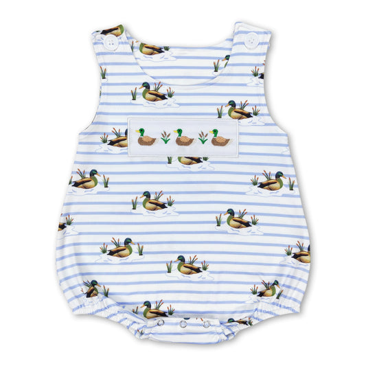 Sleeveless stripe duck baby boy summer romper