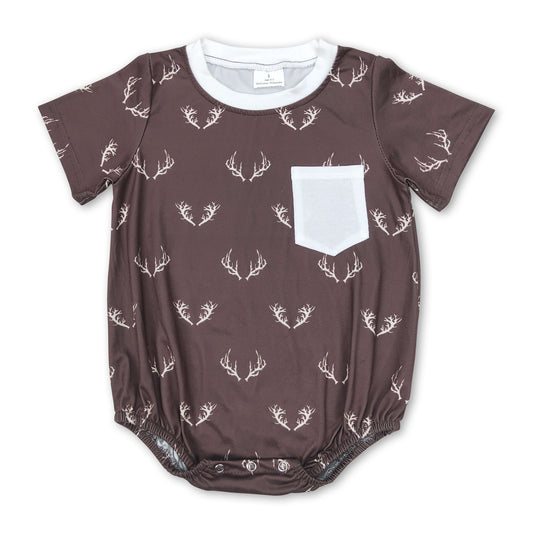 Short sleeves deer pocket baby boys romper