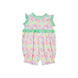 Sleeveless ruffle floral baby girls summer romper