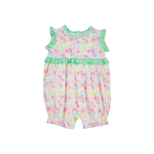 Sleeveless ruffle floral baby girls summer romper