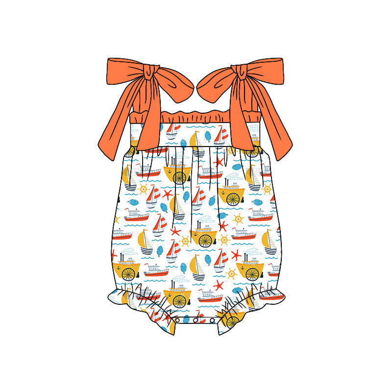 Straps boat baby girls summer romper