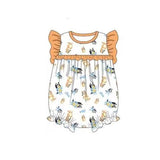 Flutter sleeves yellow dog baby girl summer romper