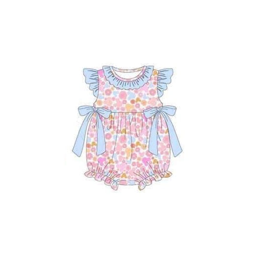 Flutter sleeves mouse floral baby girls romper