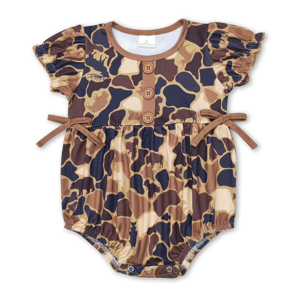 Sleeveless duck deer camo baby girl romper