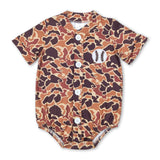 Brown camo baseball baby boy romper