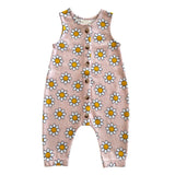 Sleeveless pink flower baby girls summer romper