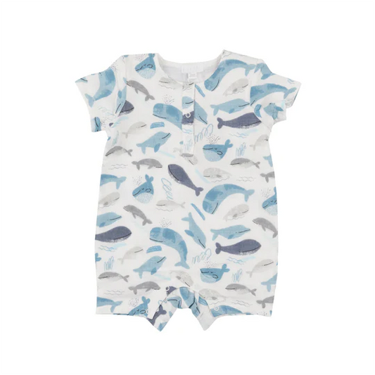 Short sleeves shark baby boy summer romper