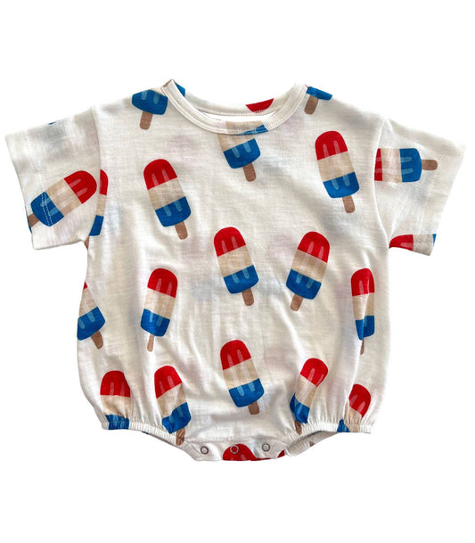 White popsicle baby boys 4th of july romper