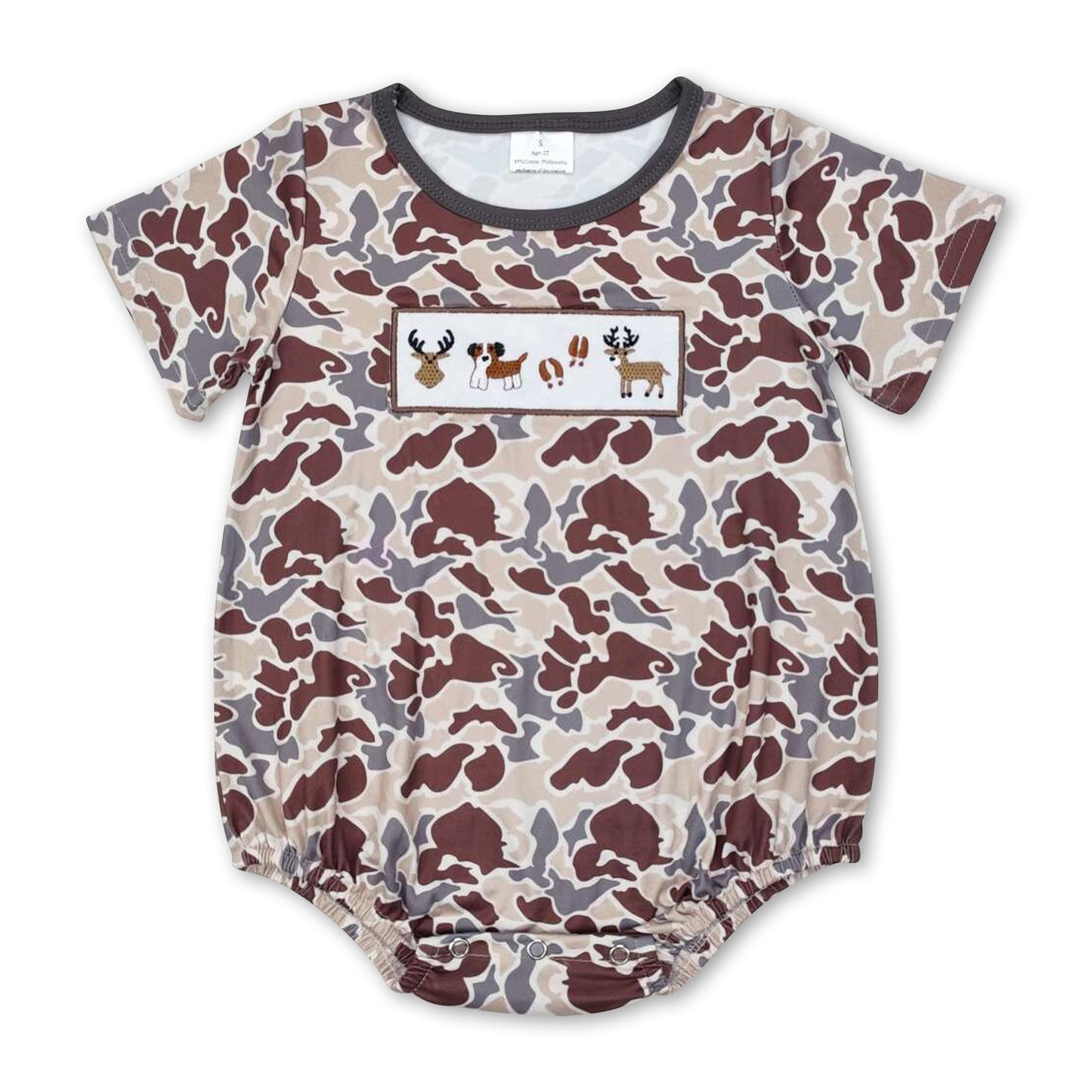 Short sleeves dog deer camo baby boy romper