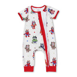 Short sleeves dog spider kids boys zipper romper