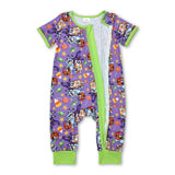 Short sleeves dog pumpkin baby Halloween romper