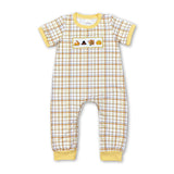 Pumpkin pie turkey plaid baby boy Thanksgiving romper
