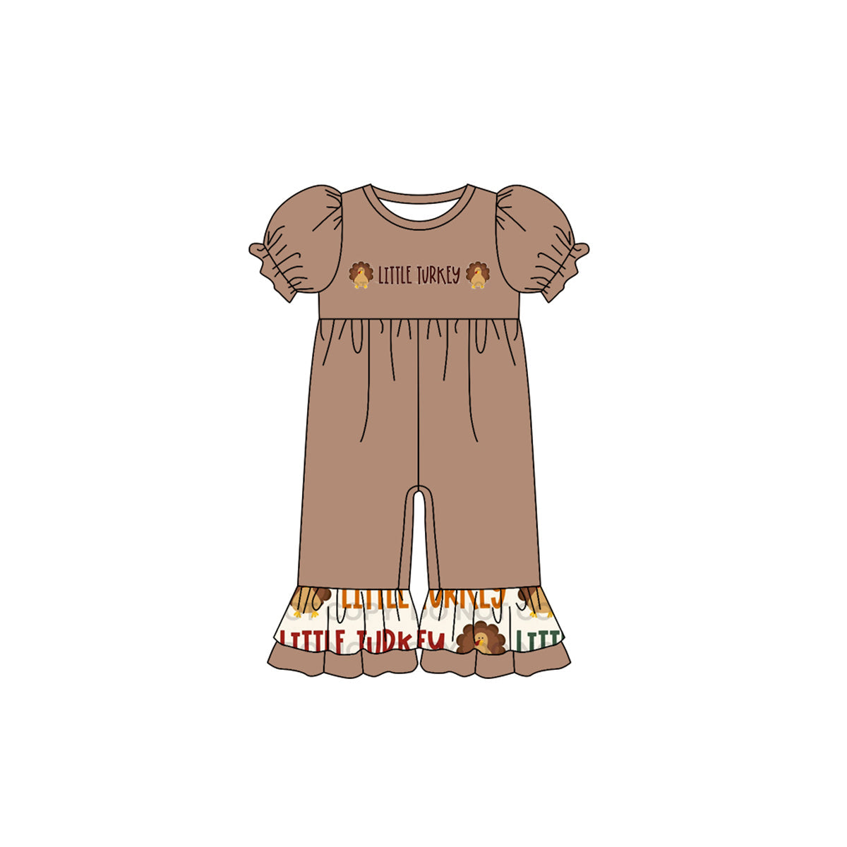 Little turkey ruffle baby girls Thanksgiving romper