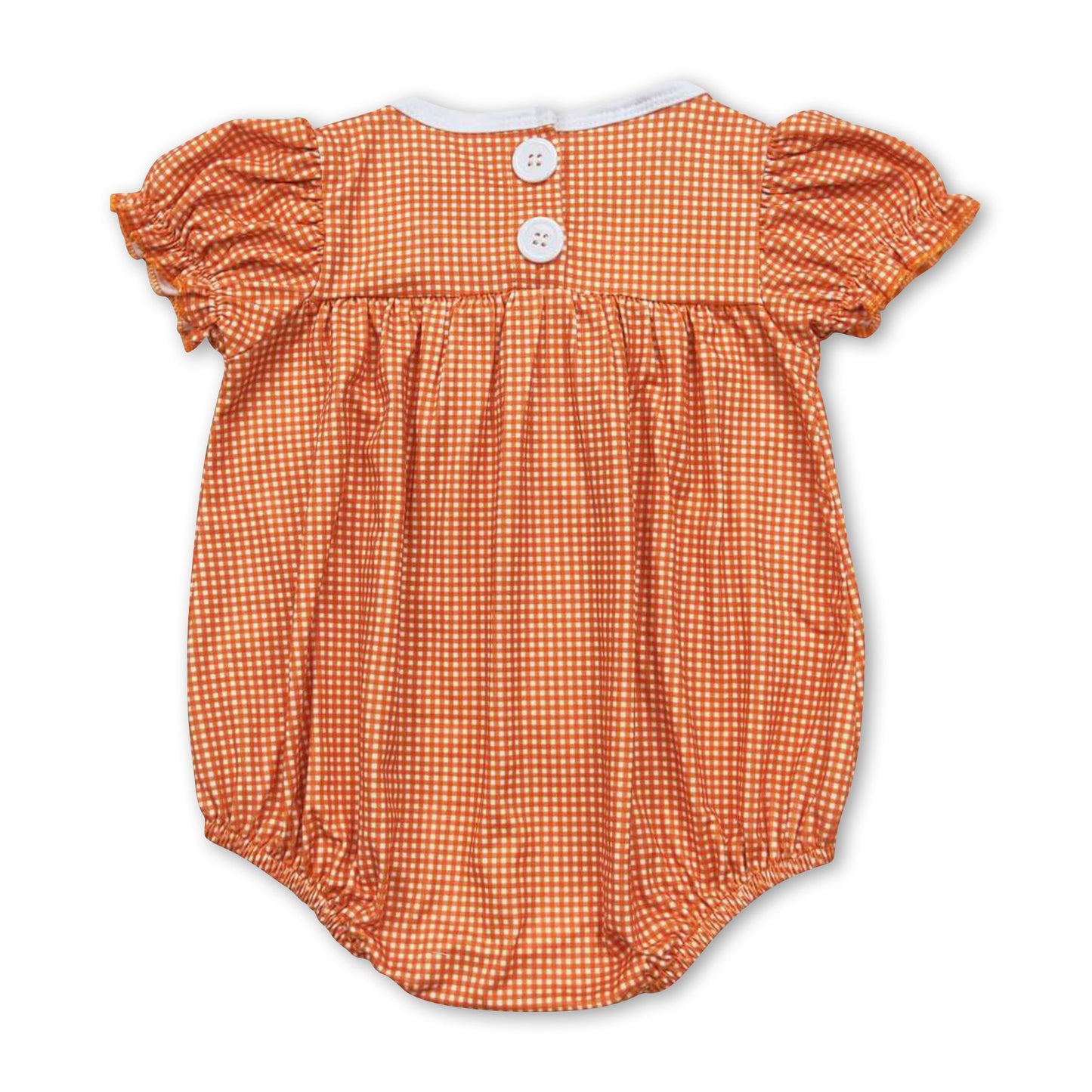 Orange plaid pumpkin candy corn baby Halloween romper