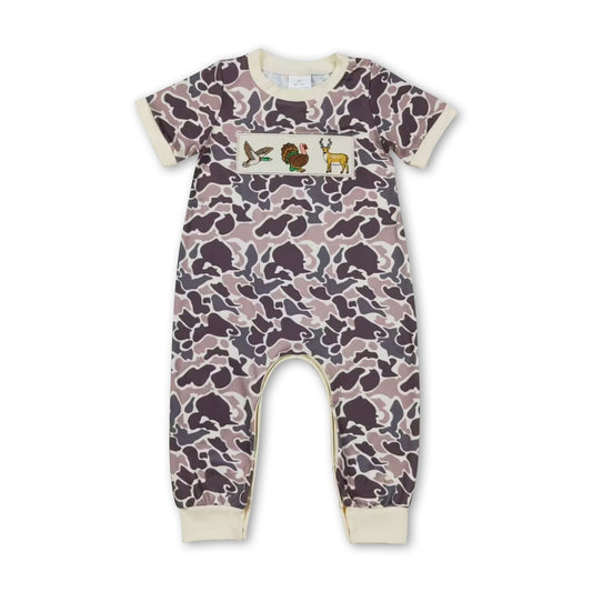 Short sleeves duck turkey deer camo baby boy romper