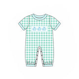 Short sleeves plaid pumpkin baby boy fall romper