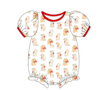 Short sleeves dog bow baby girls romper