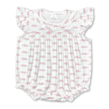 Flutter sleeves pink bow baby girls romper