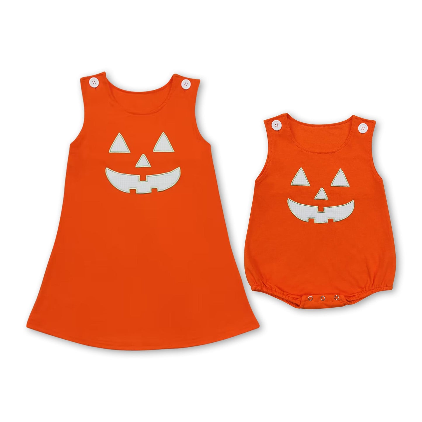 Orange sleeveless pumpkin baby boy Halloween romper