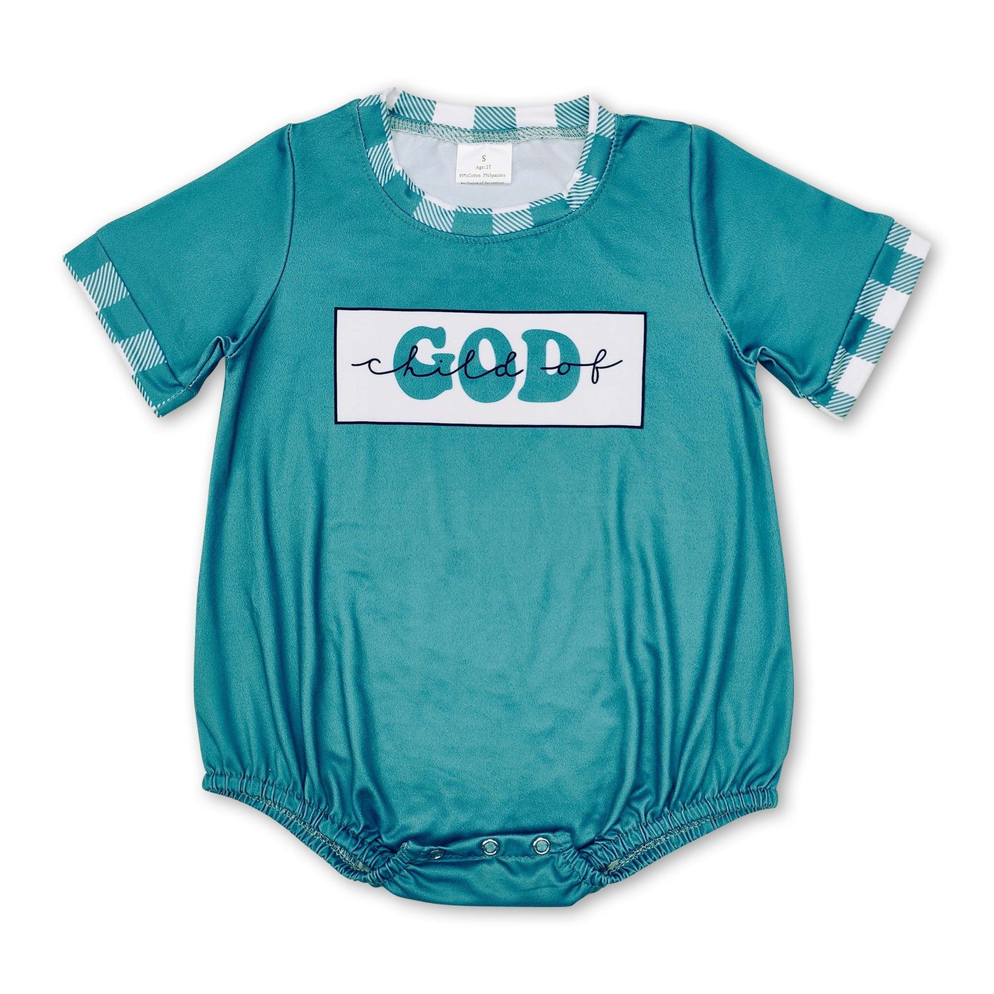 Short sleeves Child of god plaid baby boys romper