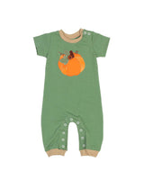 Short sleeves pumpkin baby boys fall romper