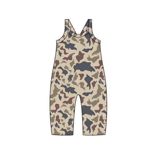 Straps khaki camo children jumpsuit