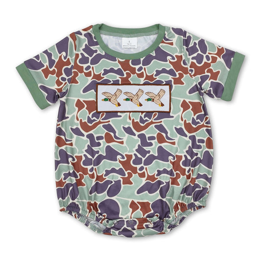 Short sleeves camo duck baby boy romper